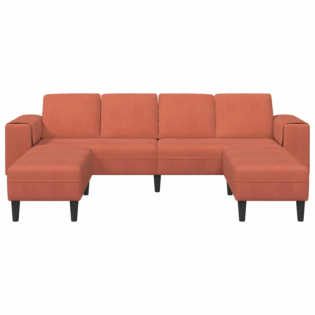 Stof Sofa Med Pude Rød Orange 208 Cm Corduroy Stof - Billede 4