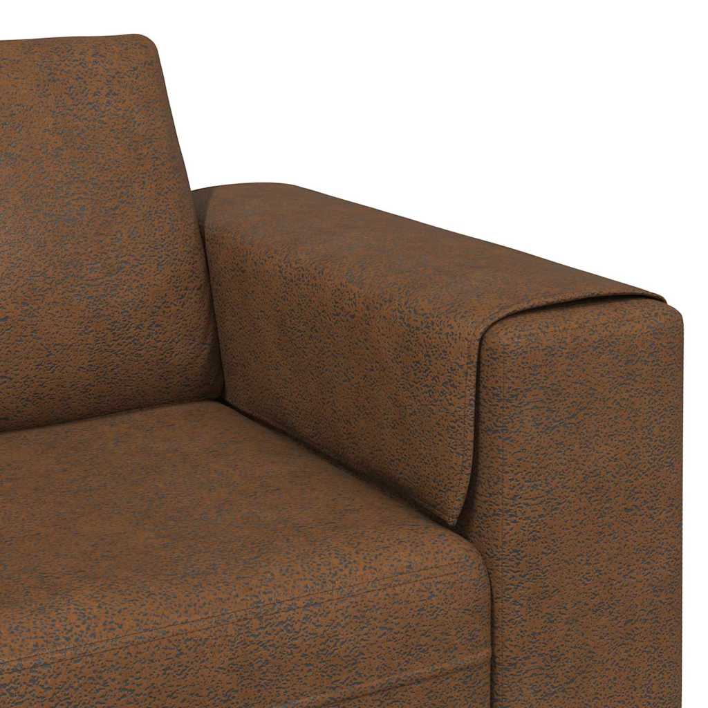 Sofa Sæt 3 Pcs Brun Faux Suede Læder - Billede 7