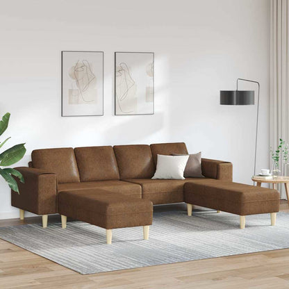 Sofa Sæt 3 Pcs Brun Faux Suede Læder - Hovedbillede