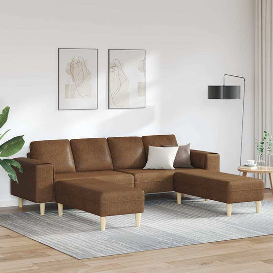 Sofa Sæt 3 Pcs Brun Faux Suede Læder - Hovedbillede