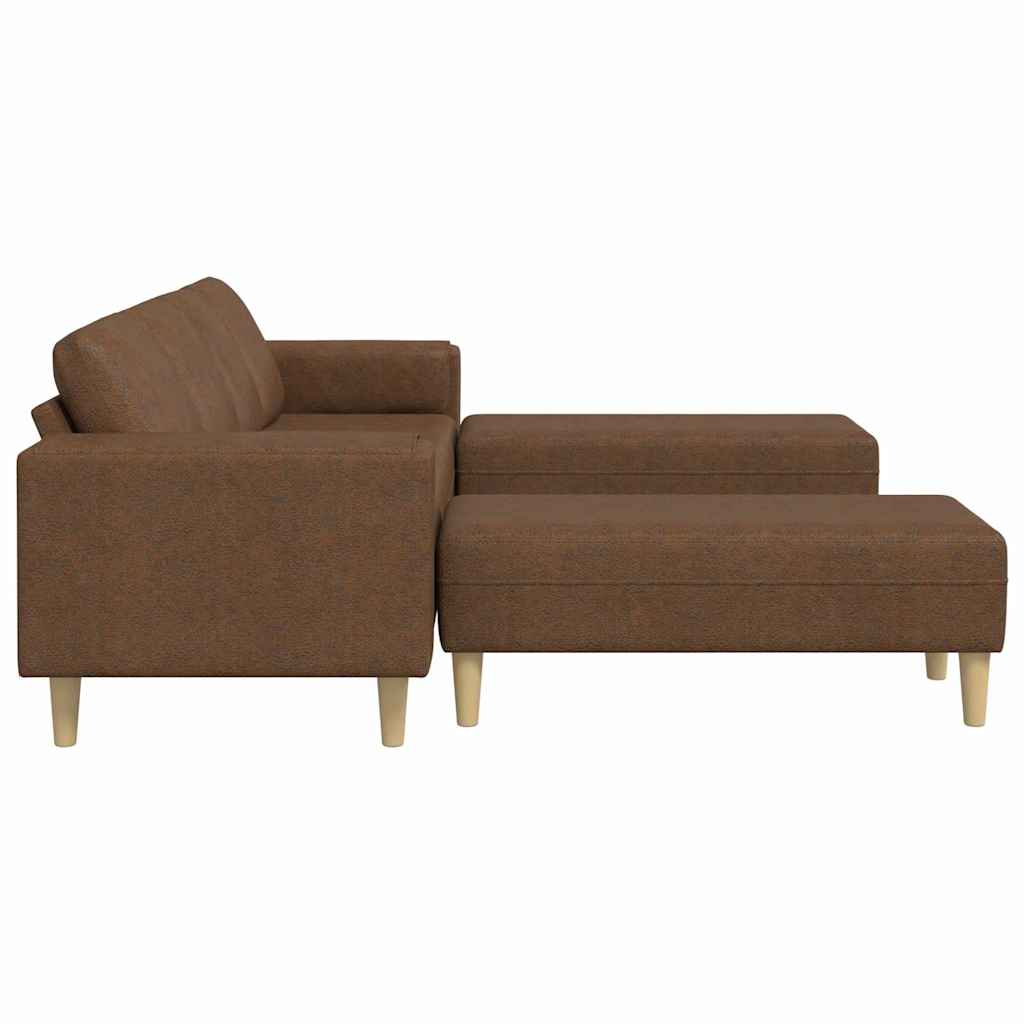 Sofa Sæt 3 Pcs Brun Faux Suede Læder - Billede 5