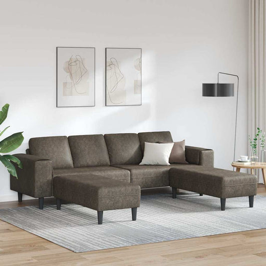 Sofa Sæt 3 Pcs Mørkegrå Faux Suede Læder - Hovedbillede
