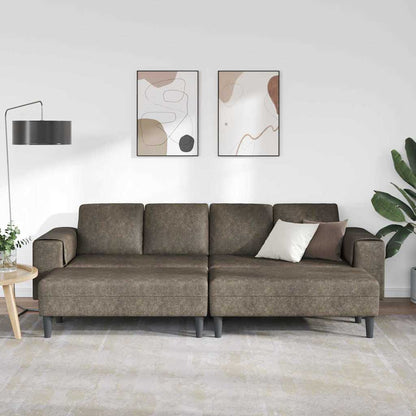 Sofa Sæt 3 Pcs Mørkegrå Faux Suede Læder - Billede 3