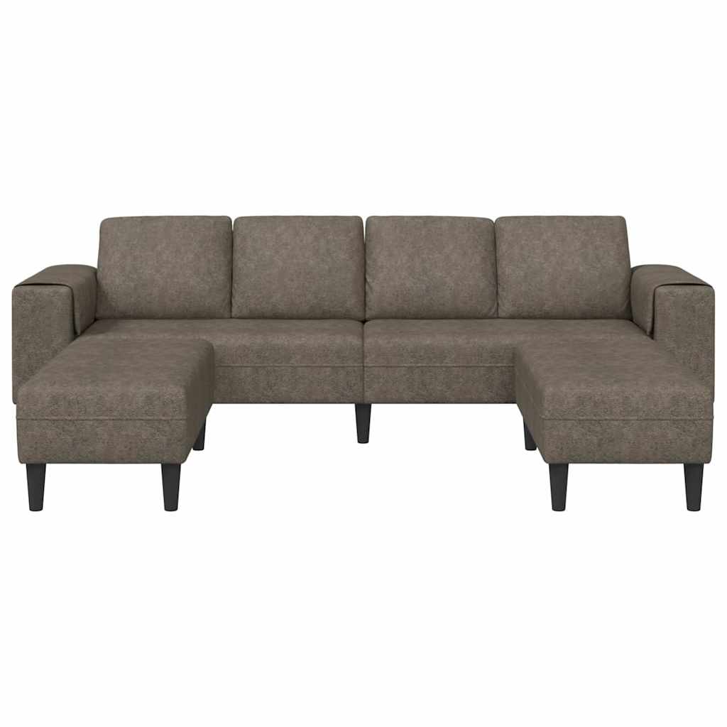 Sofa Sæt 3 Pcs Mørkegrå Faux Suede Læder - Billede 4