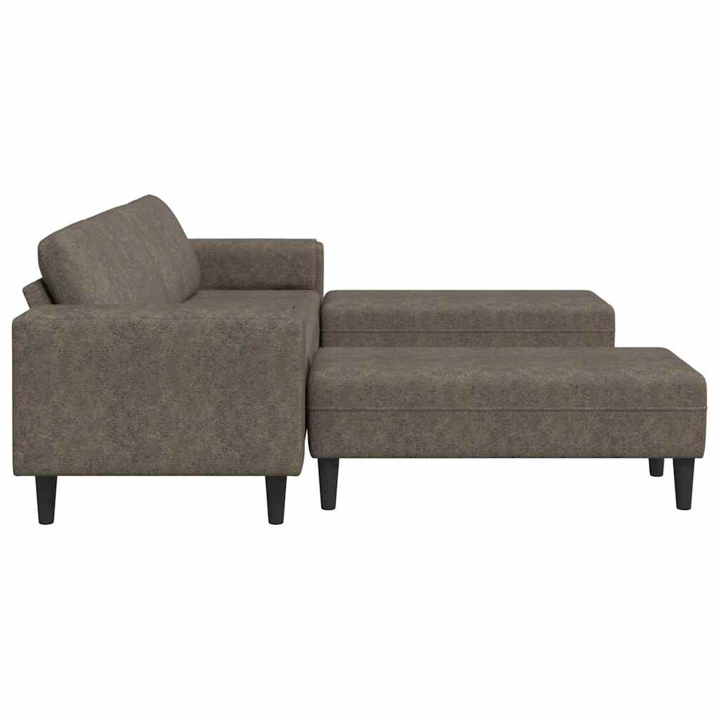 Sofa Sæt 3 Pcs Mørkegrå Faux Suede Læder - Billede 5