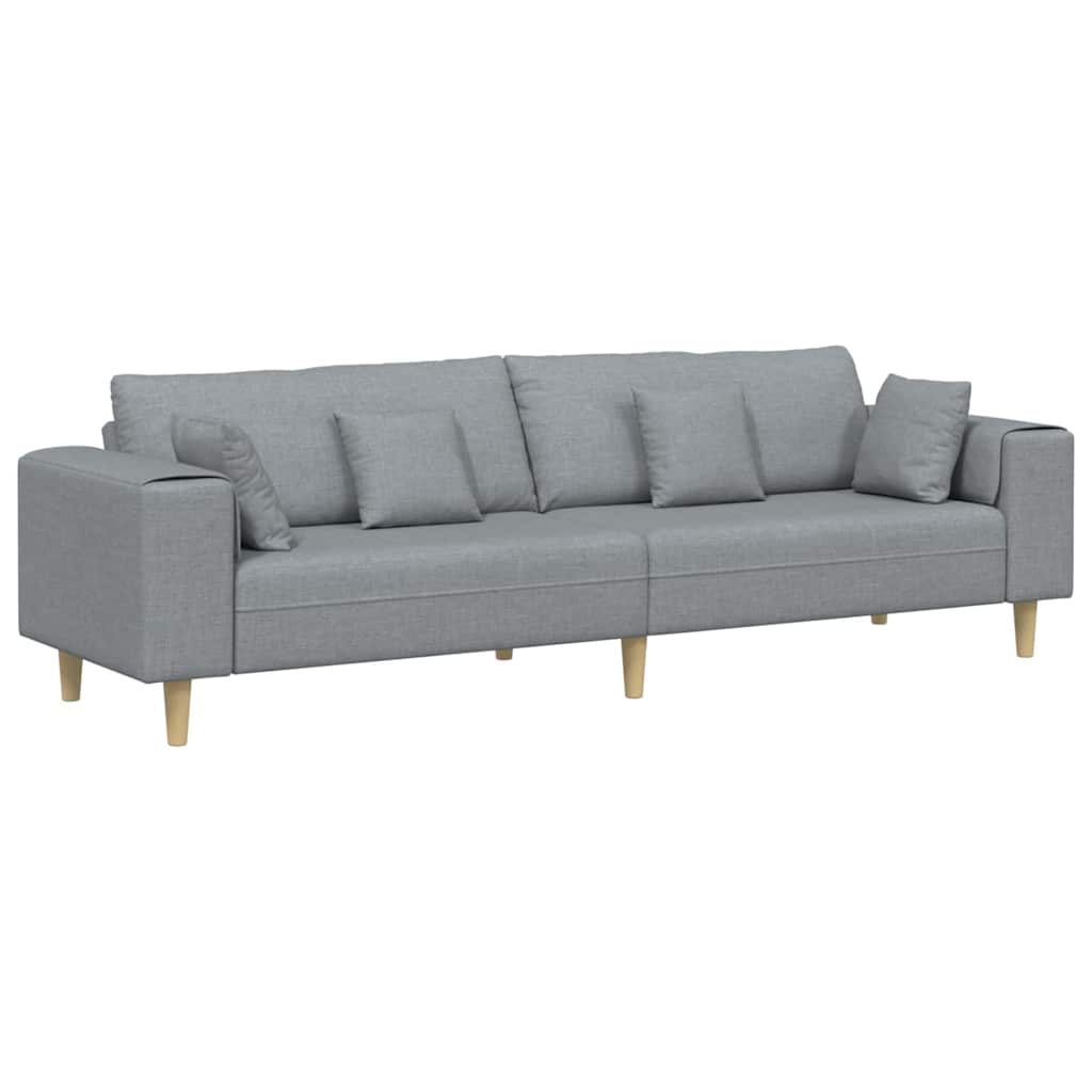 Stof Sofa Med Pude Lysegrå 208 Cm Stof - Billede 2