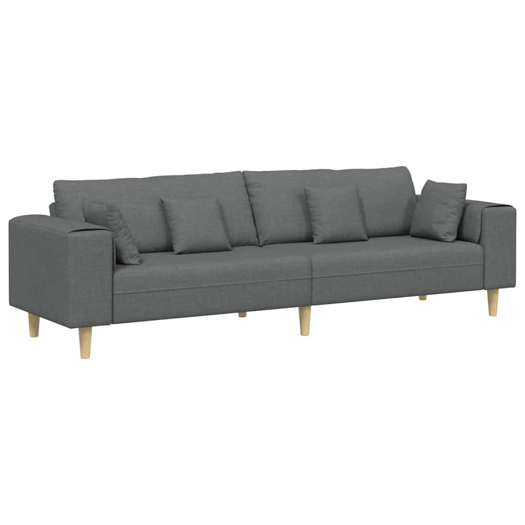 Stof Sofa Med Pude Mørkegrå 208 Cm Stof - Billede 2
