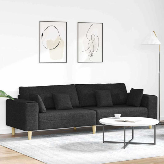 Stof Sofa Med Pude Sort 208 Cm Stof - Hovedbillede