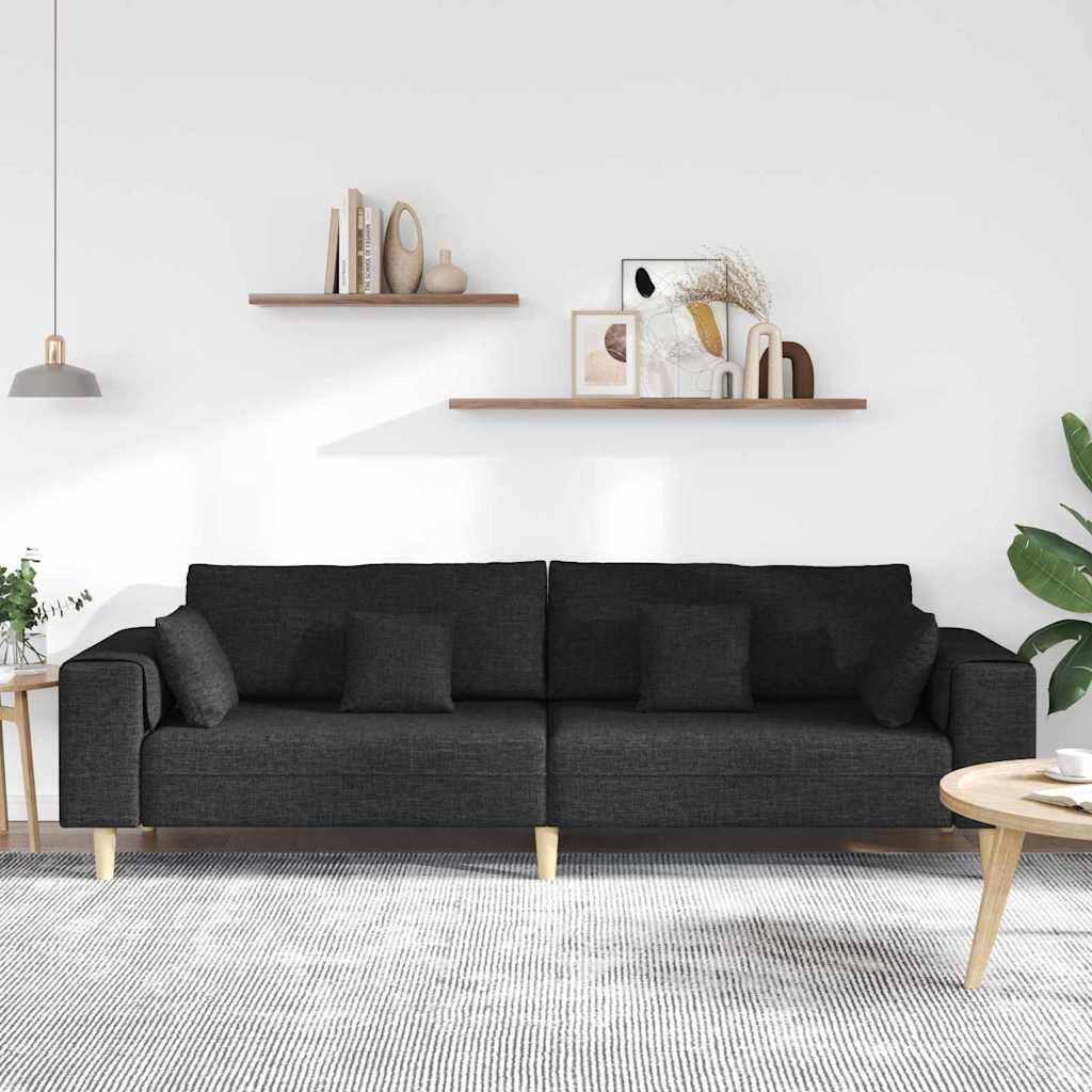 Stof Sofa Med Pude Sort 208 Cm Stof - Billede 3