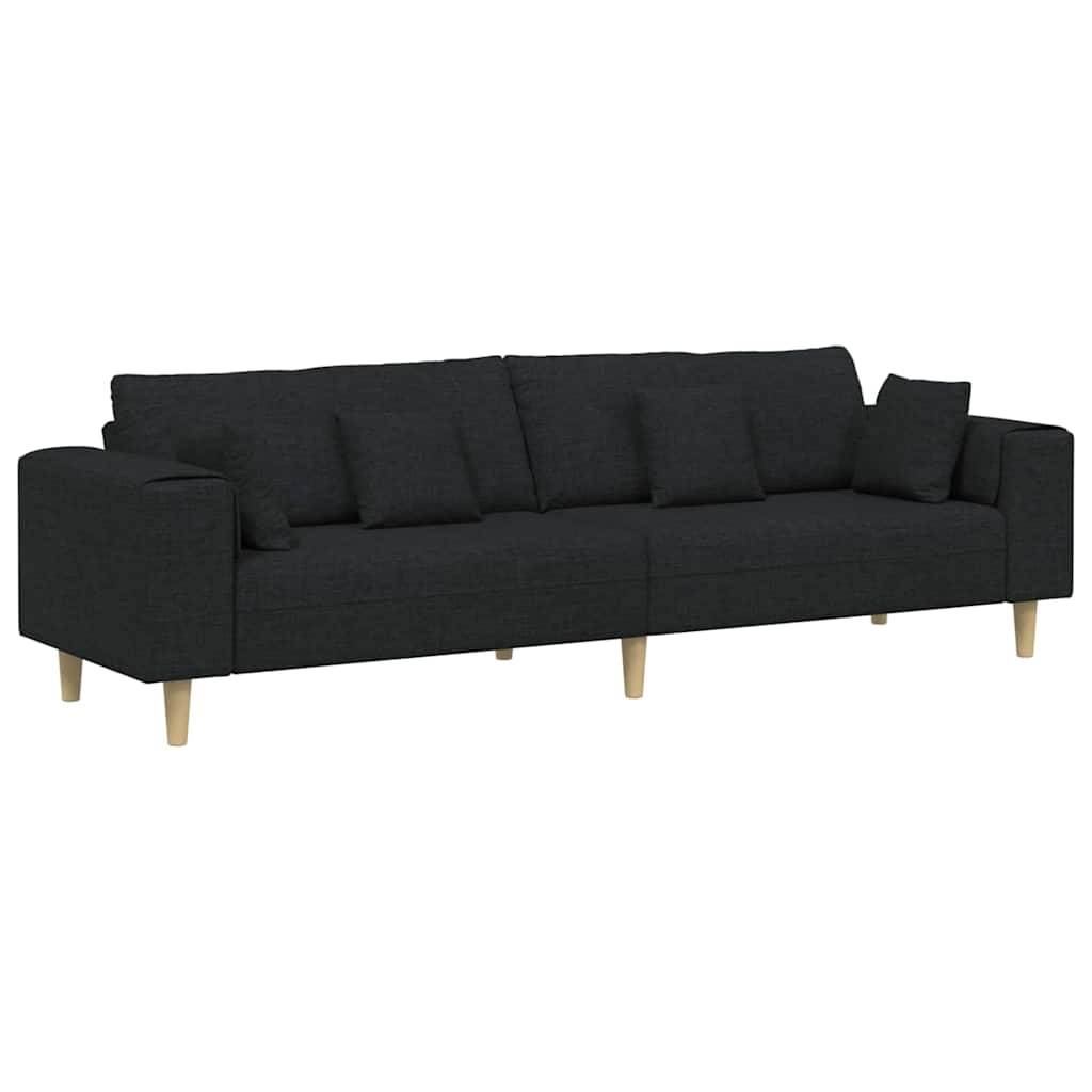Stof Sofa Med Pude Sort 208 Cm Stof - Billede 2