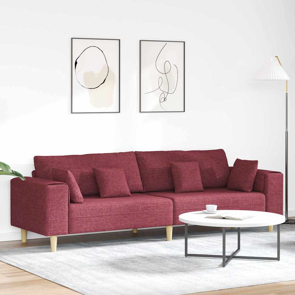 Stof Sofa Med Pude Vinrød 208 Cm Stof - Hovedbillede