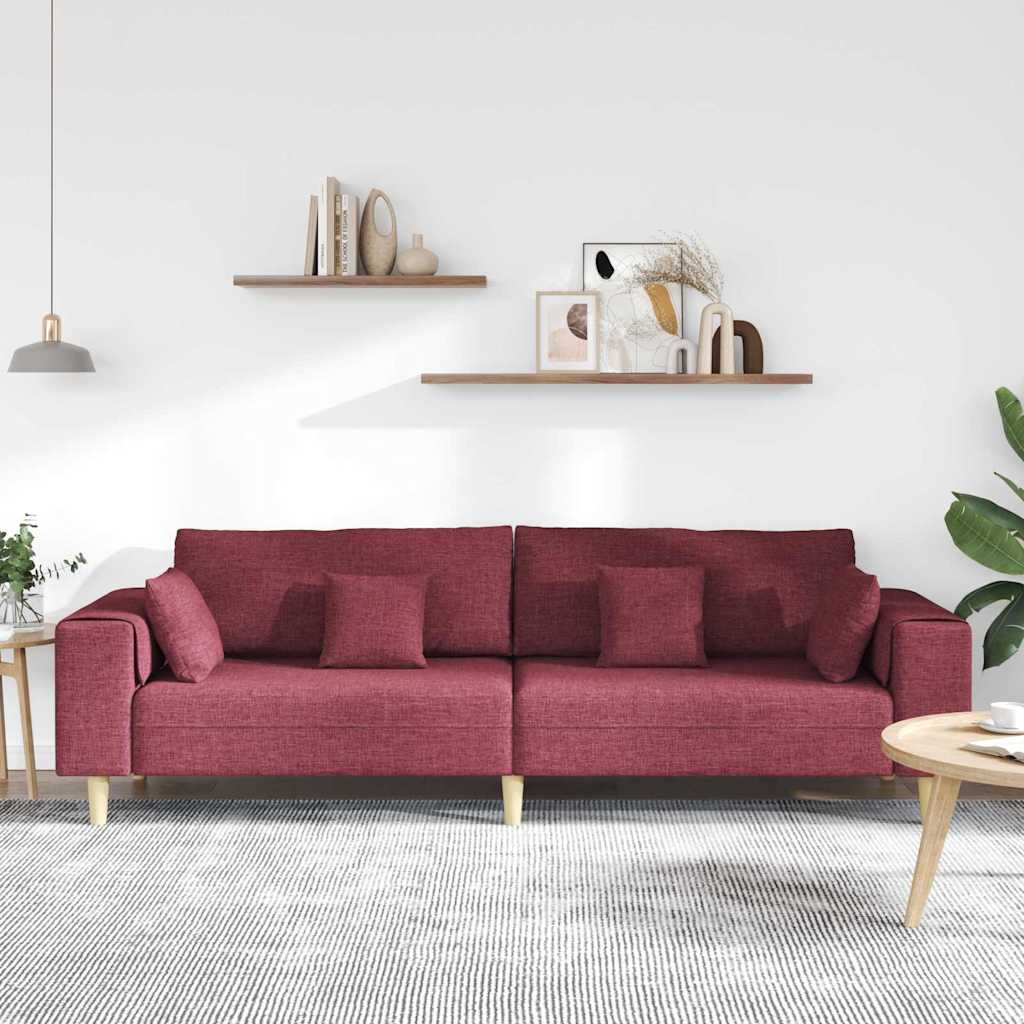 Stof Sofa Med Pude Vinrød 208 Cm Stof - Billede 3