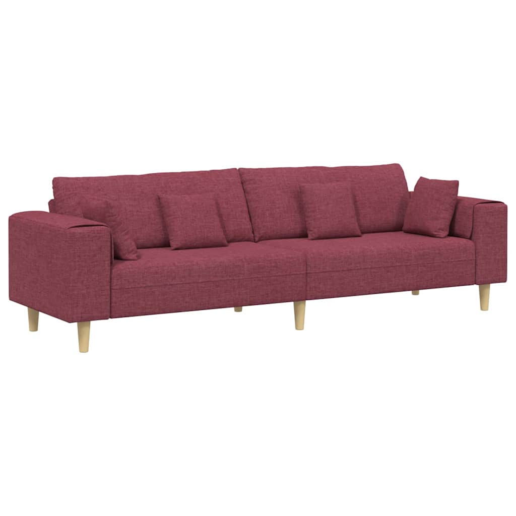 Stof Sofa Med Pude Vinrød 208 Cm Stof - Billede 2
