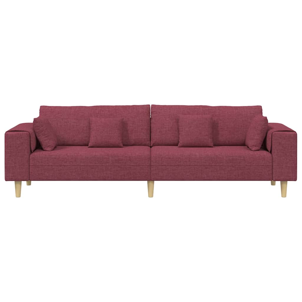 Stof Sofa Med Pude Vinrød 208 Cm Stof - Billede 4
