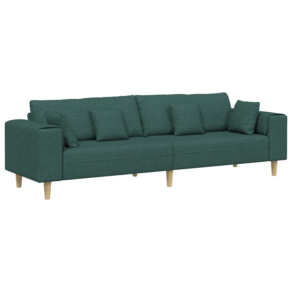 Stof Sofa Med Pude Mørkegrøn 208 Cm Stof - Billede 2