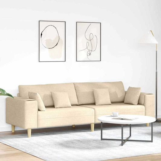 Stof Sofa Med Pude Creme 208 Cm Stof - Hovedbillede