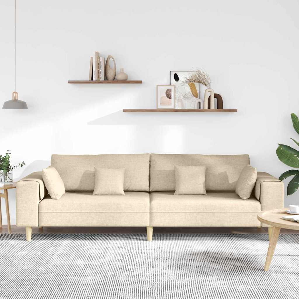 Stof Sofa Med Pude Creme 208 Cm Stof - Billede 3