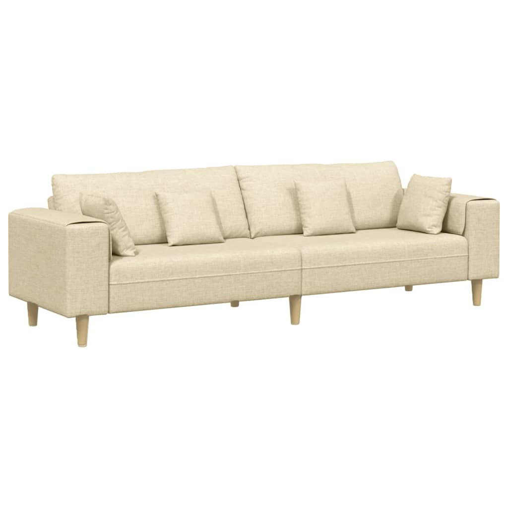 Stof Sofa Med Pude Creme 208 Cm Stof - Billede 2