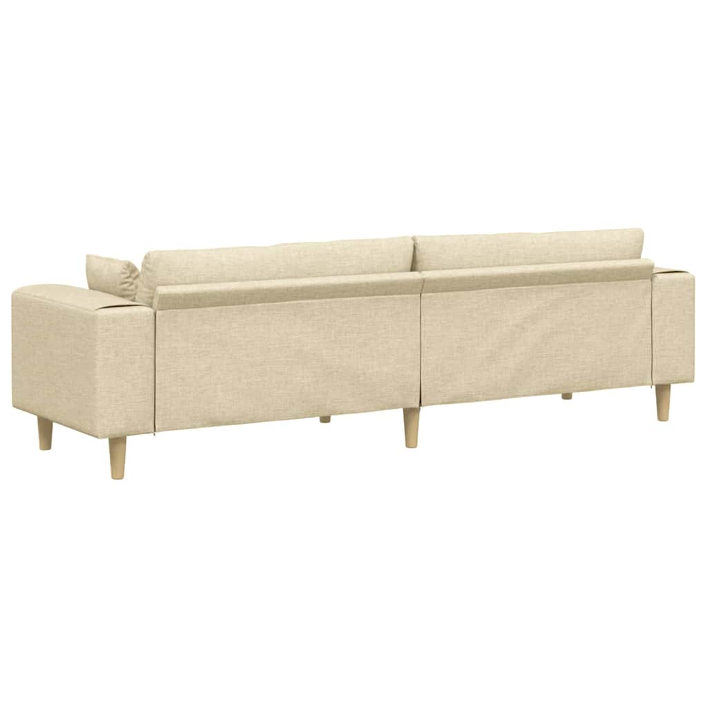 Stof Sofa Med Pude Creme 208 Cm Stof - Billede 6