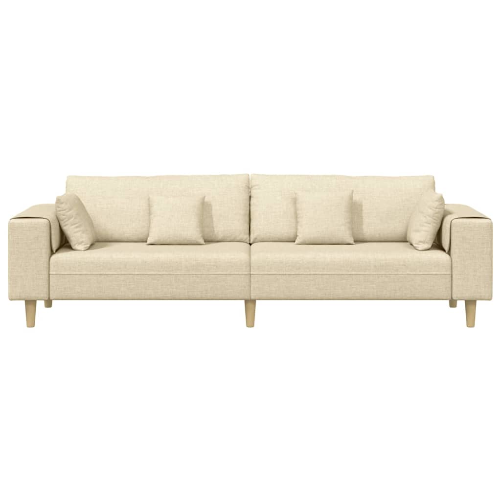 Stof Sofa Med Pude Creme 208 Cm Stof - Billede 4
