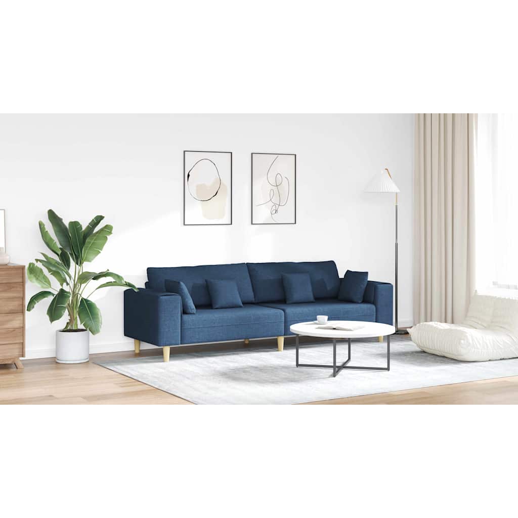 Stof Sofa Med Pude Blå 208 Cm Stof - Hovedbillede