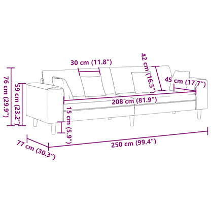 Sofa Med Pude 250 X 77 X 76 Cm Stof - Billede 9