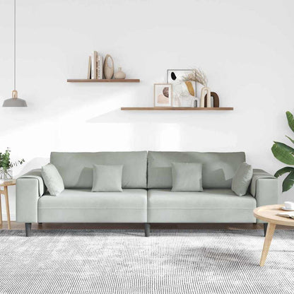 Fløjls Sofa Med Pude Lysegrå 208 Cm Fløjl - Billede 3