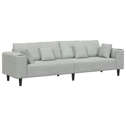 Fløjls Sofa Med Pude Lysegrå 208 Cm Fløjl - Billede 2