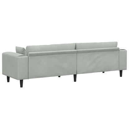 Fløjls Sofa Med Pude Lysegrå 208 Cm Fløjl - Billede 6