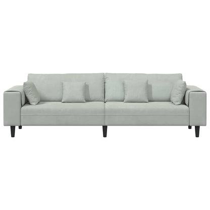 Fløjls Sofa Med Pude Lysegrå 208 Cm Fløjl - Billede 4