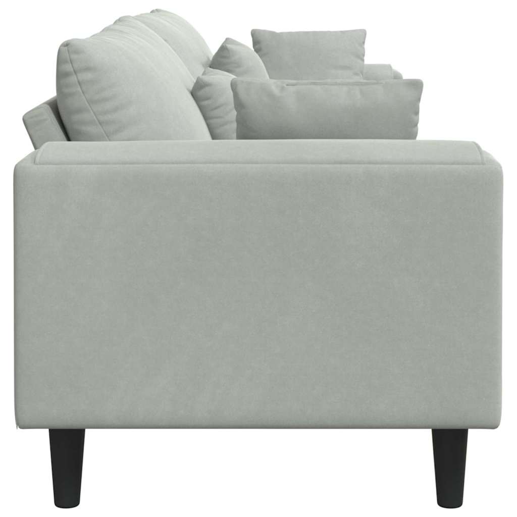 Fløjls Sofa Med Pude Lysegrå 208 Cm Fløjl - Billede 5