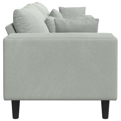 Fløjls Sofa Med Pude Lysegrå 208 Cm Fløjl - Billede 5
