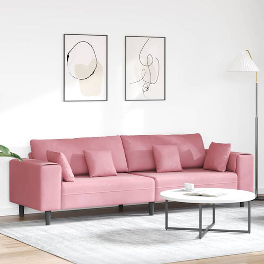 Fløjls Sofa Med Pude Lyserød 209 Cm Fløjl - Hovedbillede