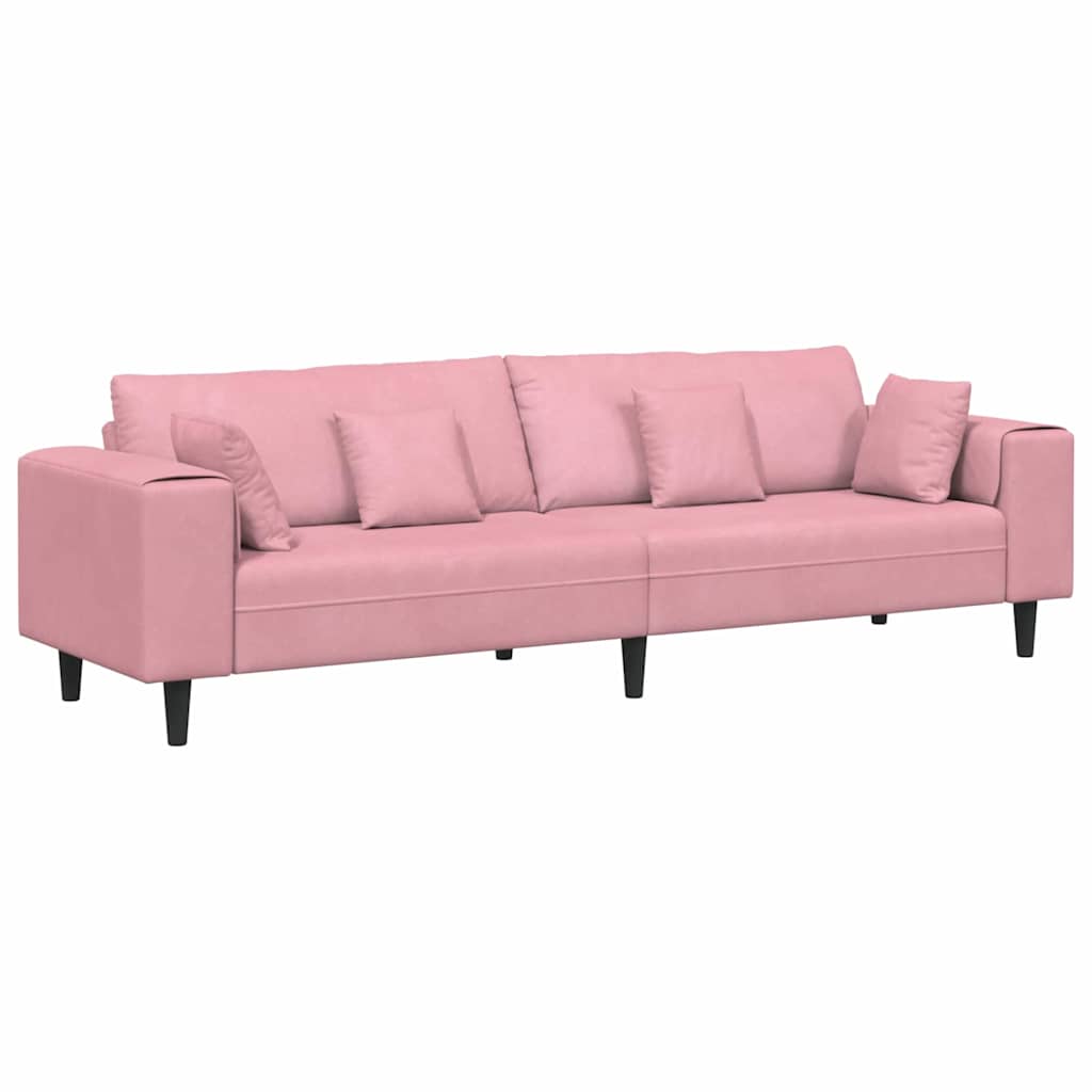 Fløjls Sofa Med Pude Lyserød 209 Cm Fløjl - Billede 2