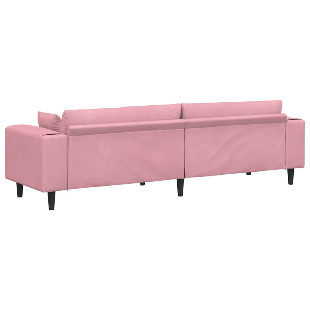 Fløjls Sofa Med Pude Lyserød 209 Cm Fløjl - Billede 6