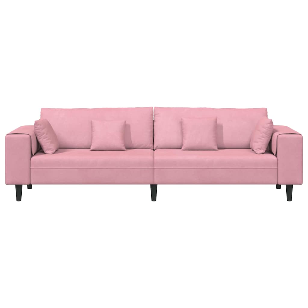 Fløjls Sofa Med Pude Lyserød 209 Cm Fløjl - Billede 4