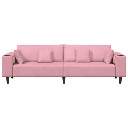 Fløjls Sofa Med Pude Lyserød 209 Cm Fløjl - Billede 4