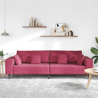 Fløjls Sofa Med Pude Vinrød 208 Cm Fløjl - Billede 3