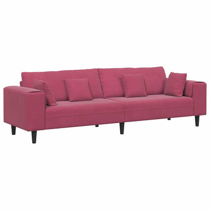 Fløjls Sofa Med Pude Vinrød 208 Cm Fløjl - Billede 2