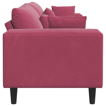 Fløjls Sofa Med Pude Vinrød 208 Cm Fløjl - Billede 5