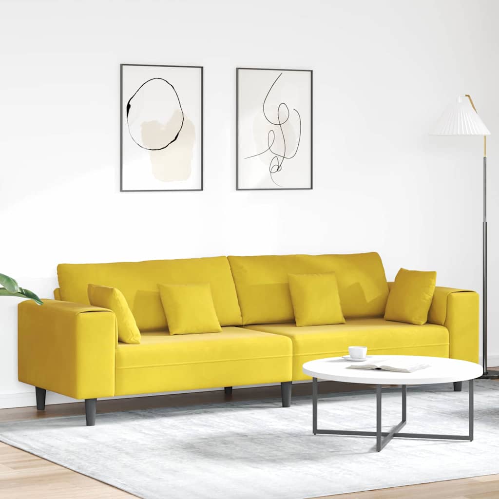 Fløjls Sofa Med Pude Gul 210 Cm Fløjl - Hovedbillede