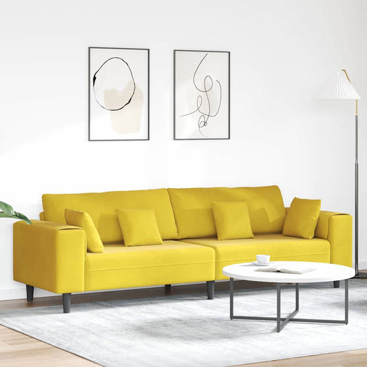 Fløjls Sofa Med Pude Gul 210 Cm Fløjl - Hovedbillede