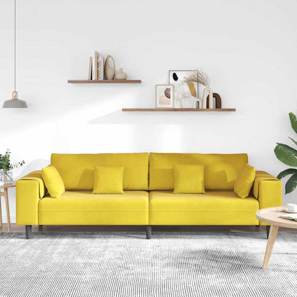 Fløjls Sofa Med Pude Gul 210 Cm Fløjl - Billede 3