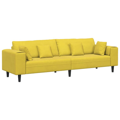 Fløjls Sofa Med Pude Gul 210 Cm Fløjl - Billede 2