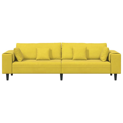 Fløjls Sofa Med Pude Gul 210 Cm Fløjl - Billede 4