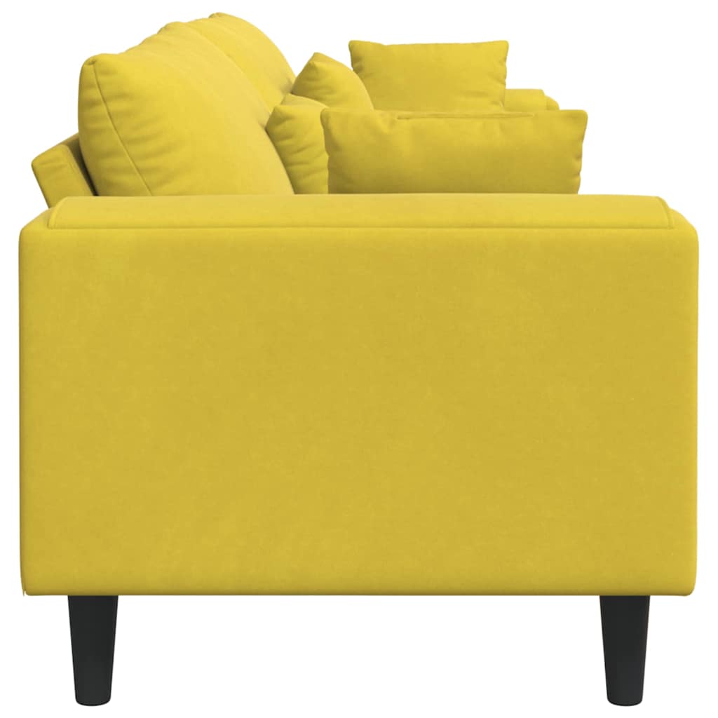 Fløjls Sofa Med Pude Gul 210 Cm Fløjl - Billede 5