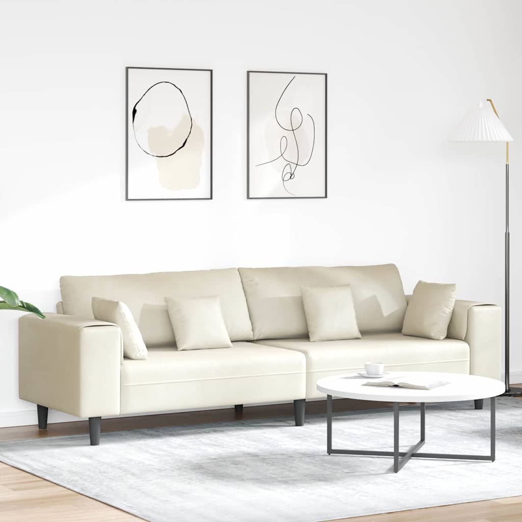 Fløjls Sofa Med Pude Creme 208 Cm Fløjl - Hovedbillede