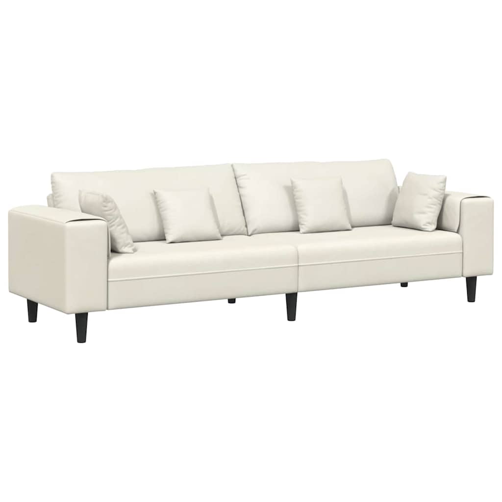 Fløjls Sofa Med Pude Creme 208 Cm Fløjl - Billede 2