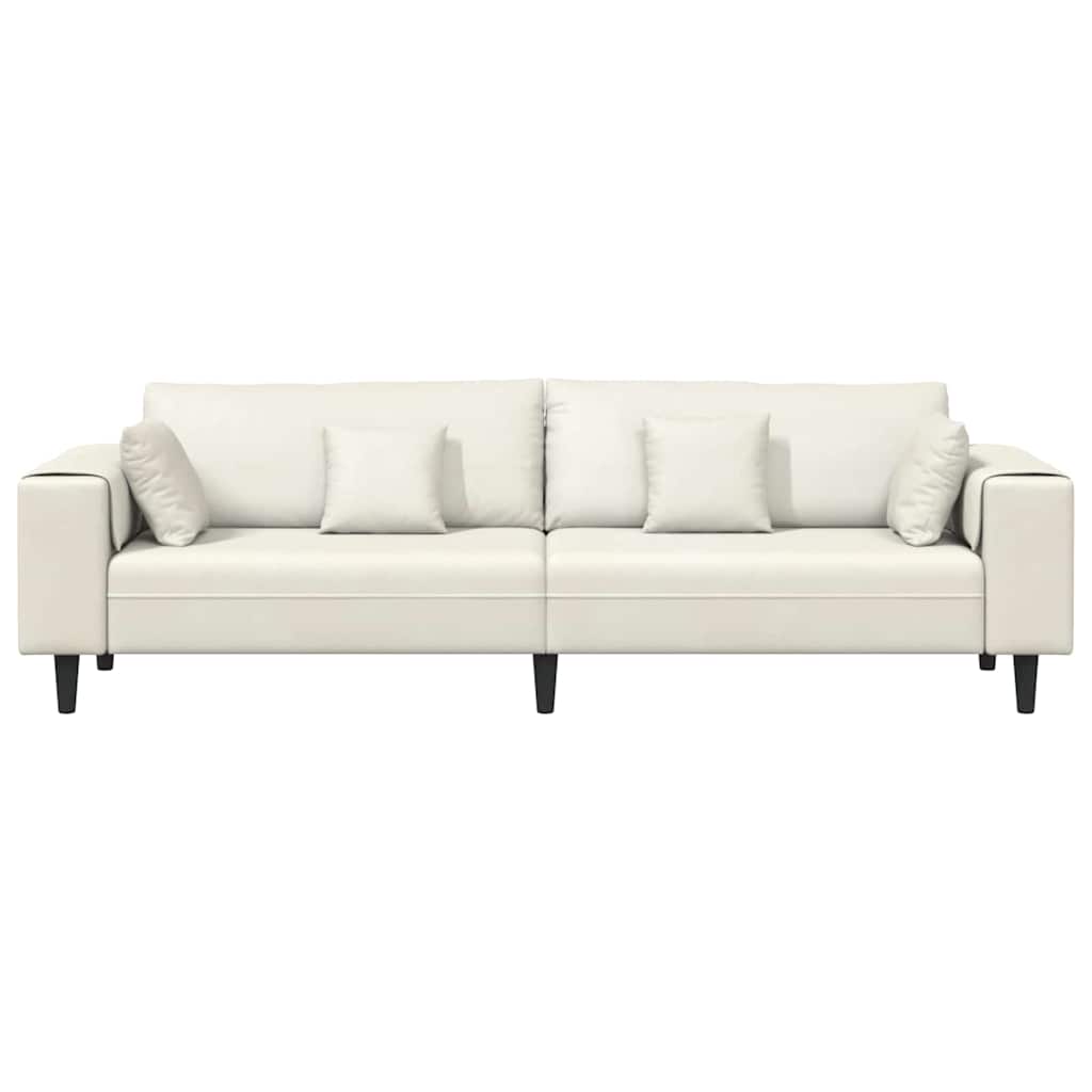 Fløjls Sofa Med Pude Creme 208 Cm Fløjl - Billede 4