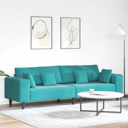 Fløjls Sofa Med Pude Turkis 208 Cm Fløjl - Hovedbillede